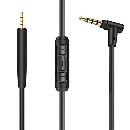 Ersatz-Audiokabel für Bose QC25, QC35, QuietComfort 25, QuietComfort 35, On-Ear 2, OE2i Kopfhörer, Inline-Mikrofon/Fernbedienung, Schwarz