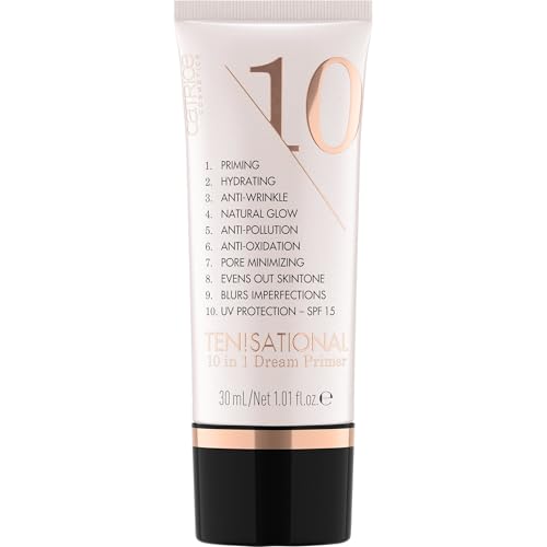 Catrice Ten!sational 10 in 1 Dream Primer, Nude, Anti-Aging, feuchtigkeitsspendend, natürlich, für trockene Haut, vegan, UVA- und UVB-Filter + SPF 15, ohne Alkohol, ohne Parabene, 1er Pack (30ml)