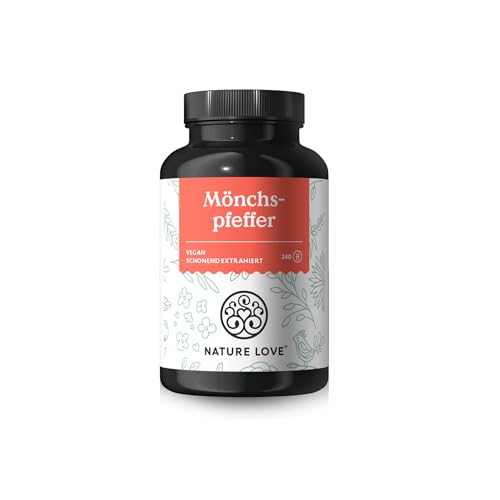 NATURE LOVE® Mönchspfeffer Kapseln - 240 Stück - 4:1 Extrakt aus Original Vitex Agnus Castus - Hochdosiert mit 10mg je Kapsel, Ohne unnötige Zusätze, vegan, laborgeprüft, in Deutschland produziert