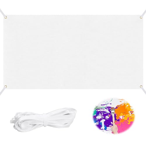 Blanko Banner Weiß 180 * 100cm Banner Weiß Zum Bemalen Großes Leeres Banner Leinwand Banner Mit 6m Hängendem Seil Für Diy Painting Outdoor Wandschilder Bussiness Aktivitäten Display