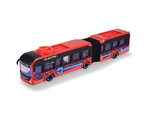 Dickie Toys - Spielzeug-Bus Volvo (rot) – lenkbarer City Bus (40 cm) zum Spielen für Kinder ab 3 Jahren, Spielzeugauto mit Lenkung & Türen zum Öffnen