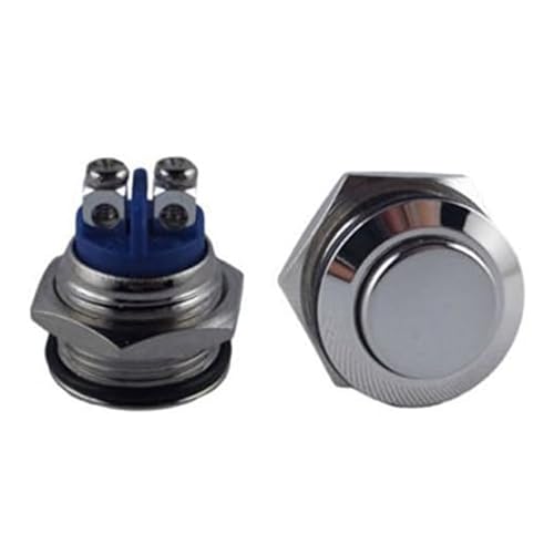 TronicXL 16mm IP65 Taster silber Taste Drücker F Drucktaster Knopf KFZ Hupe Hupenknopf 12V 24V 48V Hupenknopf Taste Hupen zb für Traktor Bautz Holder Fendt Eicher mc cormick Unimog Agria