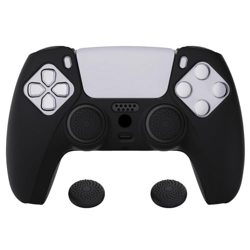 PlayVital Silikon Hülle für ps5 Controller,Case Anti-Rutsche Schutzhülle Hülle Griffe Skin Weiches Gummi Grips für Playstation 5 Wireless Controller(Schwarz)