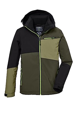 killtec Jungen Funktionsjacke mit Kapuze und Schneefang/Outdoorjacke ist wasserdicht KOW 161 BYS JCKT, dunkeloliv, 140, 40917-000