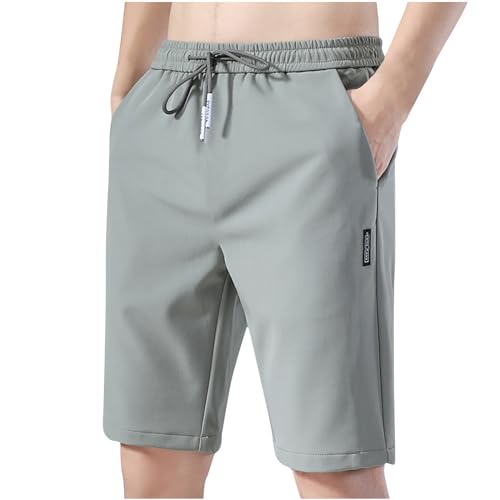 NZYIHAO Leichte Sommerhose Herren Einfarbig Freizeithose Stretch Jogginghose Eisseide Stoffhose Sommer Herrenhose Große Größen Hose Baggy Sporthose Basic Trainingshose Hosen mit Tunnelzug und Taschen