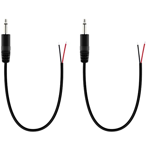 Greluma 2 STK 3.5-mm-Stecker auf blankes Kabelende, 25 cm TS 2-poliger Mono-Klinkenstecker mit 1/8-Zoll-Stecker für die Reparatur von Audiokabeln