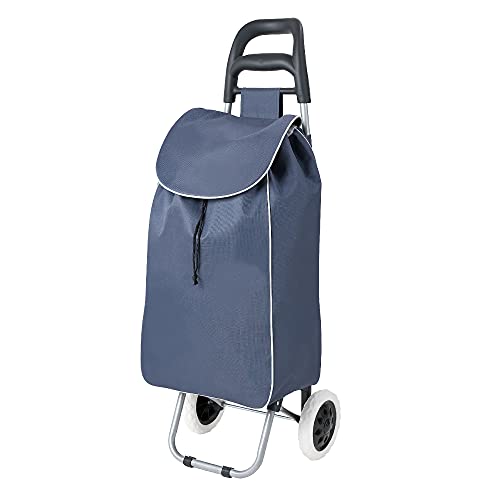 wuuhoo® Einkaufstrolley Shoppy mit Rollen und Aluminiumgestell 34 Liter, Einkaufswagen in Blau faltbar für unterwegs, Rollwagen handlich und abwaschbar, Handwagen mit verstärktem Material