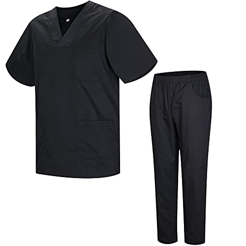 MISEMIYA Unisex Uniforms Scrub Bz-817-8312 Arbeitsbekleidung-Set, Schwarz 21, L (2er Pack)