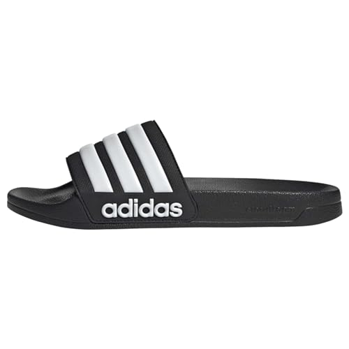 adidas Unisex Adilette Shower Slides, Core Black / Cloud White, 39 1/3