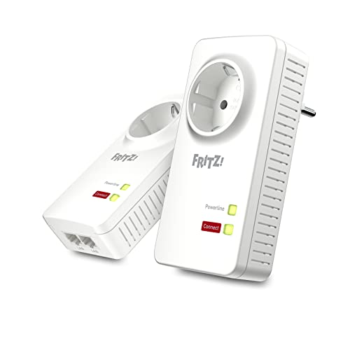 AVM FRITZ!Powerline 1220 Set (1,200 MBit/s, 2x Gigabit-LAN je Adapter, ideal für NAS-Anwendungen und HD-Streaming, deutschsprachige Version)