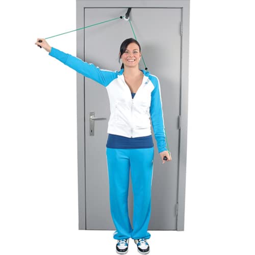 ATC Handels GmbH Schultertrainer Pulley, Shoulder Rope Pulley-Set, Schulter Trainer Seilzug Seil Gymnastik inkl. Handgriffe und Befestigung Reha, Physiotherapie, Schulterbeweglichkeit Tür