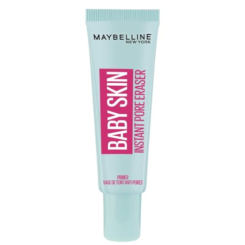 Maybelline New York Make Up Basis, Baby Skin Primer, Langanhaltend und porenverfeinernd, Transparent, 22 ml Gleichmäßiger Teint