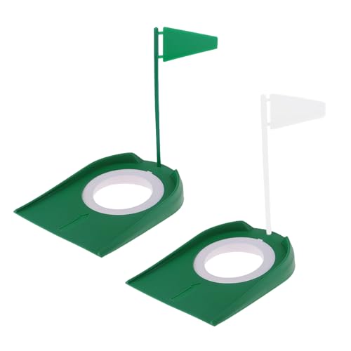 2 Stück Golf-Übungs-Putter-Pad, Kunststoff Golf Indoor Outdoor Putting Cup Übungshilfen Verstellbarem Hole und Flagge， Golf Putting-Matte zum Üben Golf-Übungs-Putter-Pad