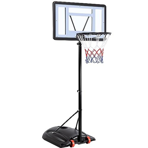 Yaheetech Basketballkorb mit Rollen Basketballständer Basketballanlage Standfuß mit Wasser oder Sand Höheverstellbar 208,5 bis 268,5 cm