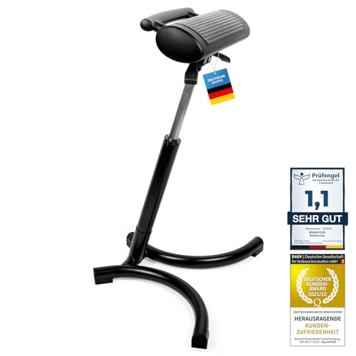 Werkfox® Stehhocker Ergonomischer Höhenverstellbarer Hocker; Stehhilfe Werkstatthocker Stehstuhl für Schreibtisch, Büro, Industrie