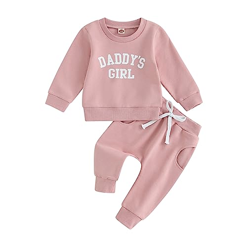 Himllauen Baby Mädchen Kleidung Sweatshirt + Lange Hose Zweiteiler Babykleidung 0-3 Jahre Kleinkind Outfit (A Rosa, 0-6 Months)