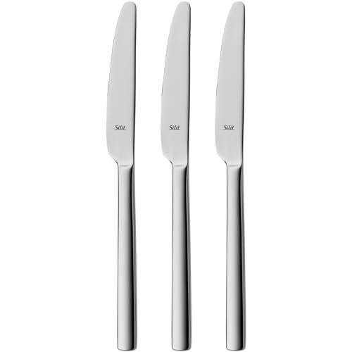 Silit Trend Menümesser Set 23,6 cm, 3-teilig, Tafelmesser poliert, Edelstahl, rostfrei, geschmiedete Messer, Wellenschliff, langlebig, kratzbeständig, spülmaschinenfest