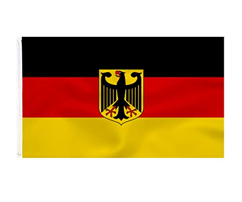 Deutschland Fahne mit adler 90 x 150 cm - Deutsche Flagge Polyester leuchtenden Farben mit Messing-Ösen Germany Flag