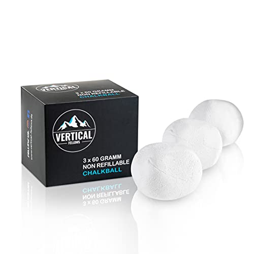 VERTICAL FELLOWS Chalk Ball 3er Pack (3x60 Gramm) Kreideball Magnesiaball - DERMATEST sehr gut - idealer Kreide & Magnesia Chalkball für Klettern Bouldern Turnen Gewichtheben Cross Fit