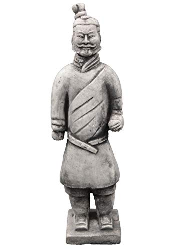 gartendekoparadies.de Statue Chinesischer Terrakotta-Krieger - Motiv I, Steinfigur, H. 36 cm, 2 kg, Grau, frostsicher aus Steinguss für Außenbereich