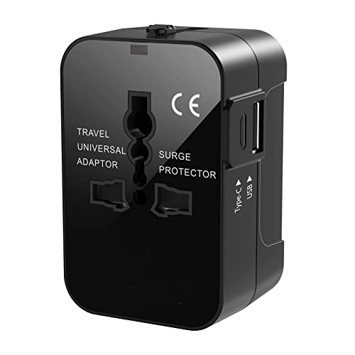 Reiseadapter Weltweit Universal Reisestecker mit USB C, Internationaler Steckdosenadapter mit 2 USB Universal AC Steckdose Travel Adapter für USA UK AUS EU England Thailand Italien Deutschland