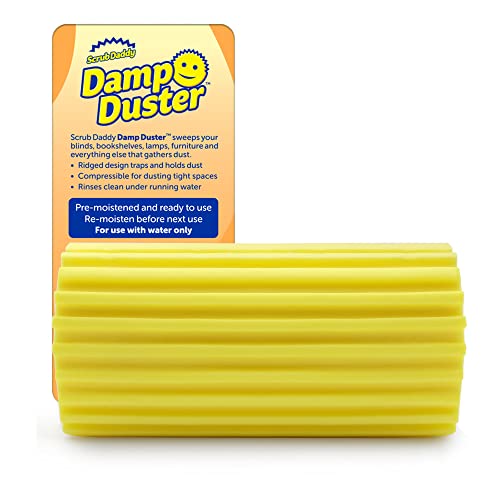 Scrub Daddy Damp Duster, Staubwedel waschbar, Reinigungsgeräte Haushalt, Staubschwamm für Holzjalousien, Heizkörper, Fußleisten, Spiegel & Spinnweben, Putzschwamm antistatisch für Staub, Gelb