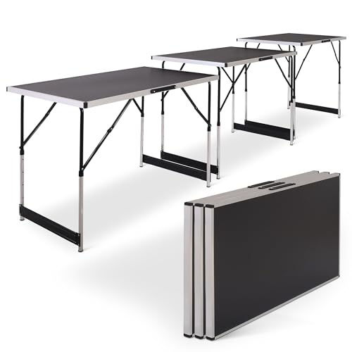 Raburg Multifunktionstisch, 3-teilig, Alu Tapeziertisch, 3x100cmx60cm, pro Tisch 30kg Belastbarkeit 4-fach höhenverstellbar, Catering Party Events Camping Garten Flohmarkt Renovierung Tapezieren, Olli