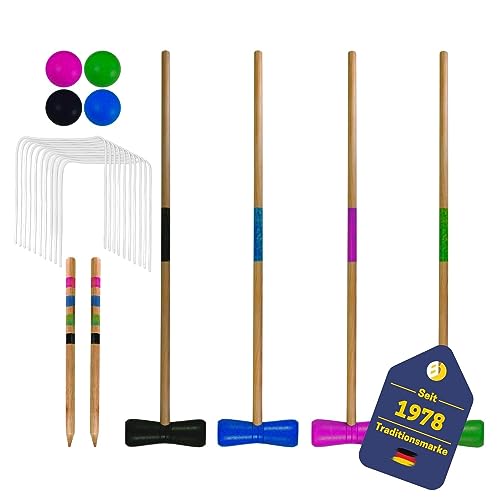 Best Sporting Crocket Set I Krocket Erwachsene & Kinder I mit Schläger, Kugeln, Tore, Markierungspfähle I Outdoor Spiele für Erwachsene I Gartenspiele für Kinder I Holz-Spiel Garten (75 cm)