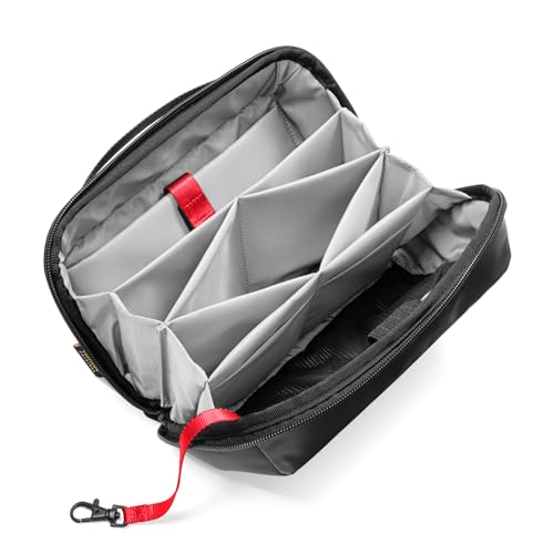 tomtoc Kabeltasche Zubehörtasche, Elektronik Zubehör Kabel Organizer Tasche Tech Pouch, Reise Cable Bag für Ladekabel, Festplatte, MacBook Adapter, Ladegerät, PowerBank, SD Karten, Schwarz