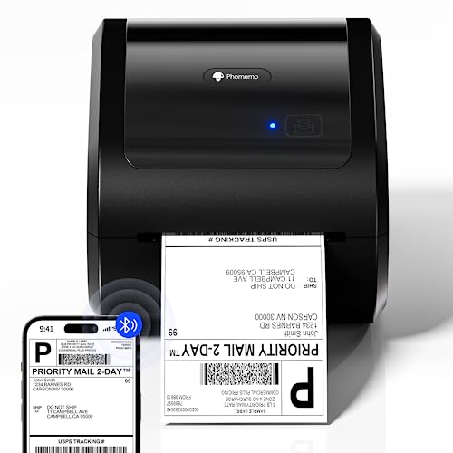 Phomemo D520BT Bluetooth Thermodrucker - DHL Etikettendrucker für Etiketten 4X6, Label Printer für Barcode Versandetiketten Kompatibel mit Ebay,Amazon,Etsy,Shopify, UPS,FedEx etc, Schwarz