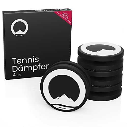 Otaro Tennis Dämpfer - 100% Recycelt - 4 Stück - Premium Dämpfer Tennisschläger - Als Tennisschläger dämpfer, Vibrationsdämpfer Tennis oder Tennis Zubehör (Schwarz-Weiß)