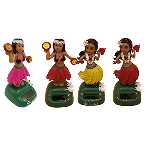 4 Pcs Solar Auto Armaturenbrett Figur Hula Tänzerin Figurine Dekoration,Solar Wackelfiguren Hawaii Mädchen Solarfigur Solarbetriebene Spielzeug Dekofigur Solar Tanzen Ideal Für Fensterbank Auto Büro