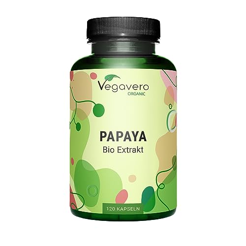 BIO PAPAYA Kapseln Vegavero® | Hochdosiert: 1400 mg Extrakt | 120 Kapseln | 100% Bio Qualität | Vegan & Ohne Zusätze | Laborgeprüft