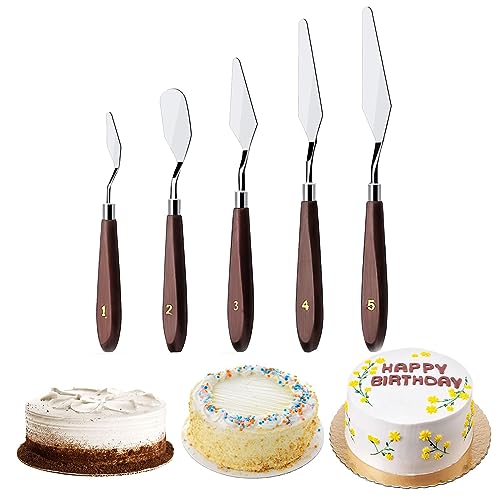 Streichpalette Set Kuchen Creme Spachtel Gebäck Werkzeug Rührschaber Set Kuchen Dekorieren Schaber Tortenspachtel Cremespatel strukturpaste für Torte, Backen, Konditorei, Strukturpaste 5 Stück