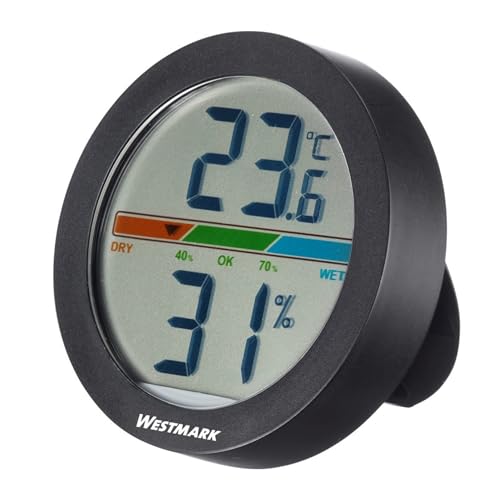 Westmark Thermometer + Hygrometer – Für Präzise Messung von Feuchtigkeit und Temperatur in Innenräumen, ideal für Weinkeller, Gewächshaus und Kühlschrank – Kunststoff, LED-Display