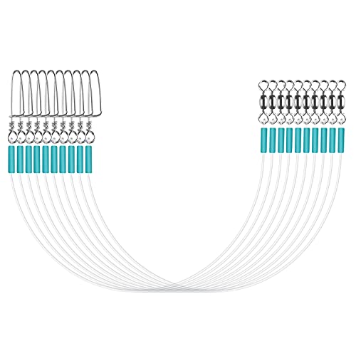 Luroad Fluorocarbon Vorfach Leader mit Wirbel & Karabiner, 10/20 STK Raubfischvorfach, 100% Fluorocarbon Angelvorfächer Spinnvorfächer Zum Spinnfischen, Spinnvorfach, Vorfach Zum Spinnangeln