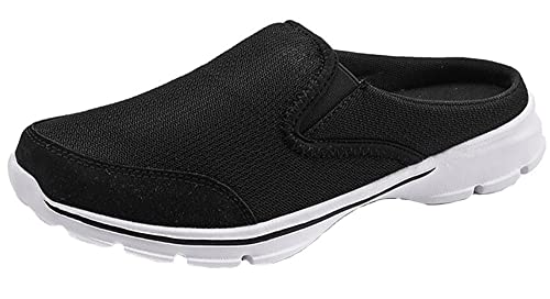 Sisttke Hausschuhe Damen Clogs Herren Slip On Pantoffeln Sommer Outdoor Atmungsaktiv Bequeme Gartenschuhe rutschfest Schlupfschuhe Slipper,Schwarz-EE,43 EU