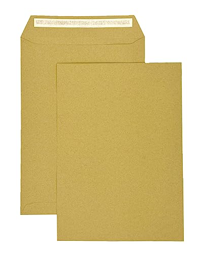 PAKNOR® 50x Braun Versandtaschen DIN C4 229× 324 mm 90g Briefumschläge ohne Fenster gerade Klappe Haftklebung Großbrief a4 Briefkuverts Geschäfts-Umschläge