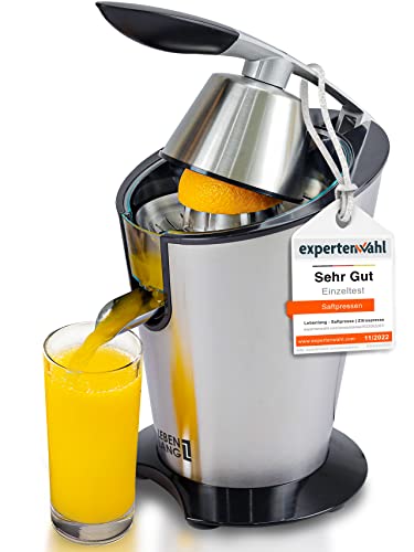 LEBENLANG Saftpresse elektrisch 600W - Inkl. Edelstahlkegel & BPA-Frei I Hohe Ergiebigkeit I Orangenpresse Zitruspresse Zitronenpresse Orangensaftpresse I Orange Juicer Press Zitronen