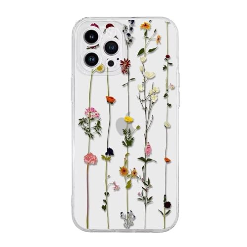 Rnrieyta Miagon Kreativ Blume Hülle für iPhone 12 Pro Max,Schmetterling Blätter Blumen Flower Serie Schutzhülle Transparentes Weich TPU Cover Dünne Kratzfeste Silikon Gel