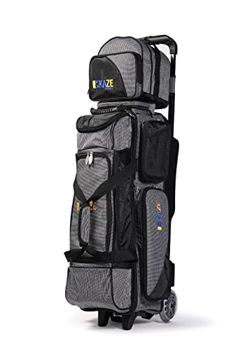 KAZE SPORTS Bowlingrolle mit 3 Bällen + 1 Ersatztasche für Ball (schwarz-grau)