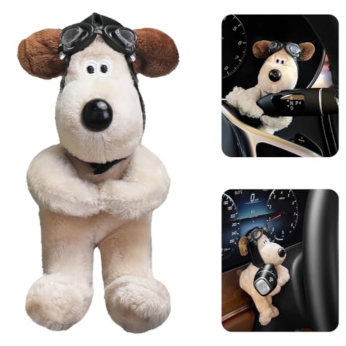 Dhqkqg Car Decoration Dog, Autodekoration Hund, Hundepuppe, Wischer-Blinker-Dekoration Zubehör, Süßer Hund Auto Armaturenbrett Dekorationen, Pilotenpuppen-Ornamente, Auto-Innenzubehör (Pilot)