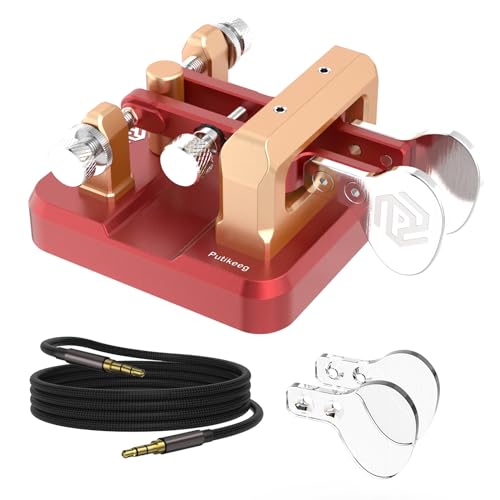 CW Key Automatic Morse - Morse Code Keyer Morse Telegraph Key Lambic Double Paddle Morse Code Key Aluminum Alloy CW Morse Code Key Square Shaped Base - Red Gold