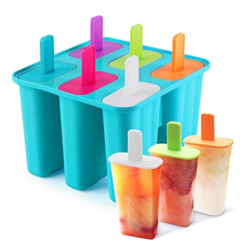 DEHUB Eisformen Silikon, Eisformen EIS am Stiel Silikon,6 Popsicle Formen Set,LFGB Geprüft und BPA Frei Eisform Lebensmittelqualität EIS-Pop-Hersteller,Ice Lolly Mold mit Sticks und Tropfschutz(Blau)