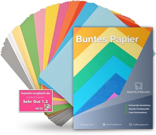 120x Buntes Papier A4 120 g/m² - Bastelpapier bunt - Buntpapier - Druckerpapier zum Basteln & Gestalten - Tonpapier & Tonkarton