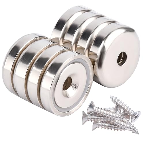 OCEUMAOA Neodym Magnete Extra Stark mit Loch 20mm 10kg Magnet zum Anschrauben Topfmagnet Magnete Extra Stark mit Schrauben für Werkstatteinrichtung Zubehör 8 Stück