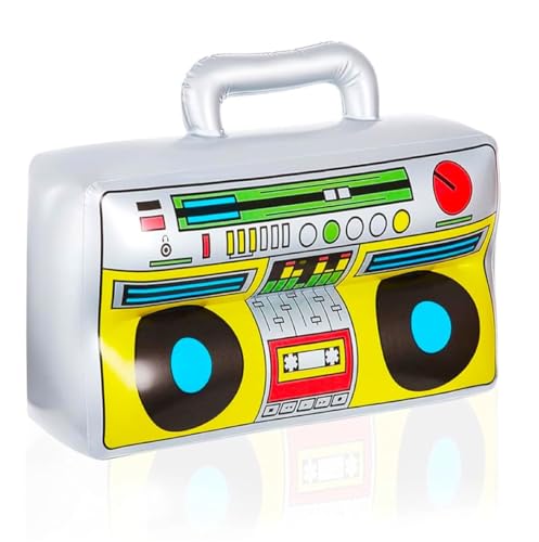 TK Gruppe Timo Klingler Aufblasbarer Retro Ghettoblaster ca 45 x 42 cm Hip Hop Radio Walkman 80er 90er Outfit Party Accessoires Kostüm Fasching Karneval Bad Taste Assi