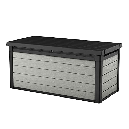 Keter Denali 570 L, Auflagenbox - Wetterfeste Kissenbox mit Sitzfunktion, Grau, 151,7 x 72,5 x 70 cm