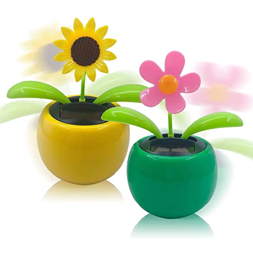 Chingde Wackelfigur Blume, Solar Tanzende Blume Solarblume Wackelfigur Wackelblume Solar Solarbetriebene Wackelblume für Auto Haus Oder Büro (2 Stück, B)