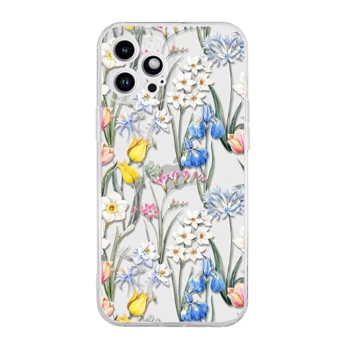 Rnrieyta Miagon Kreativ Blume Hülle für iPhone 8 Plus/7 Plus,Schmetterling Blätter Blumen Flower Serie Schutzhülle Transparentes Weich TPU Cover Dünne Kratzfeste Silikon Gel